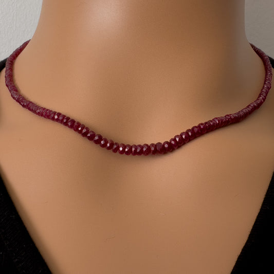 Rosy Red Ruby Bead Necklace