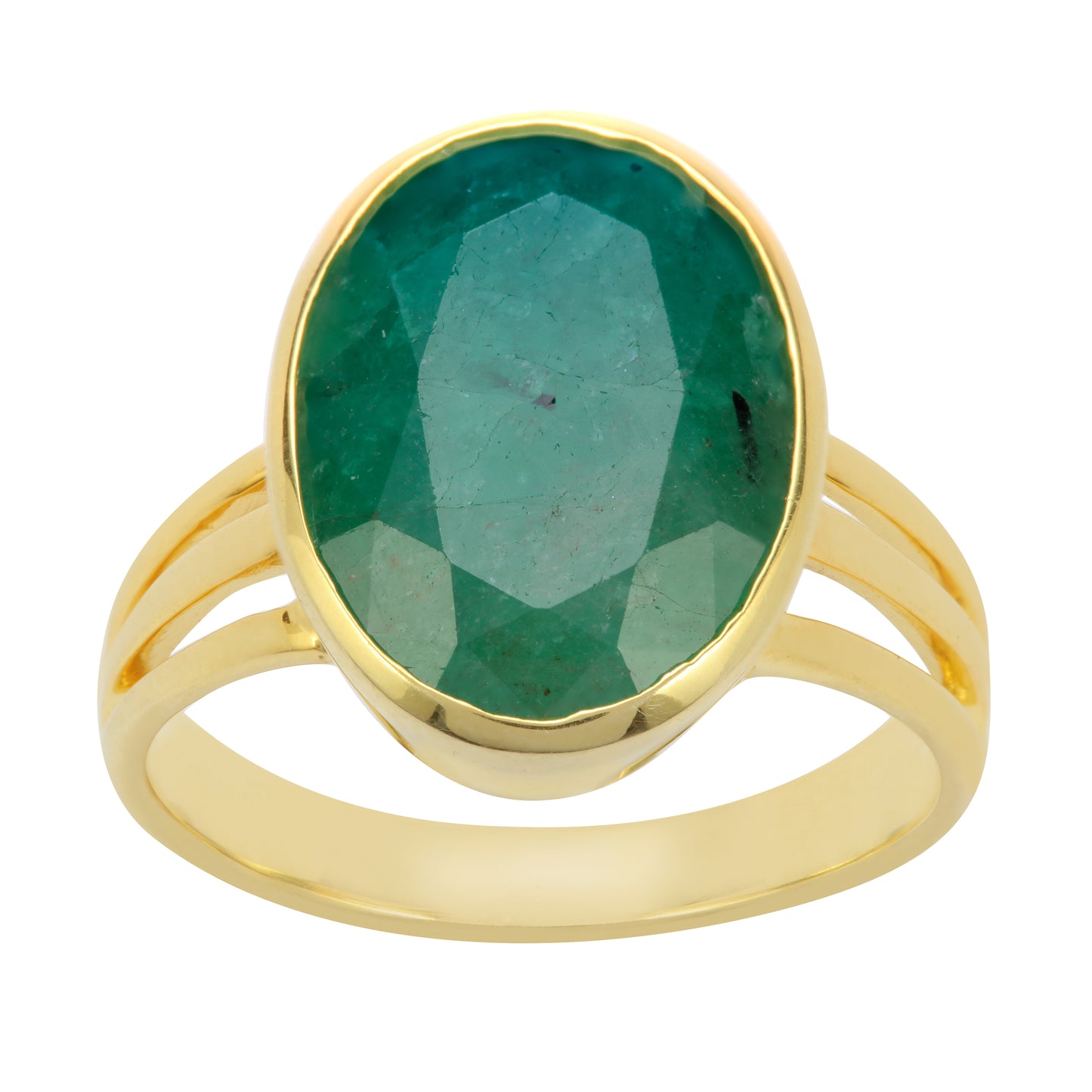 Astrological Emerald Gold Plated Silver Ring