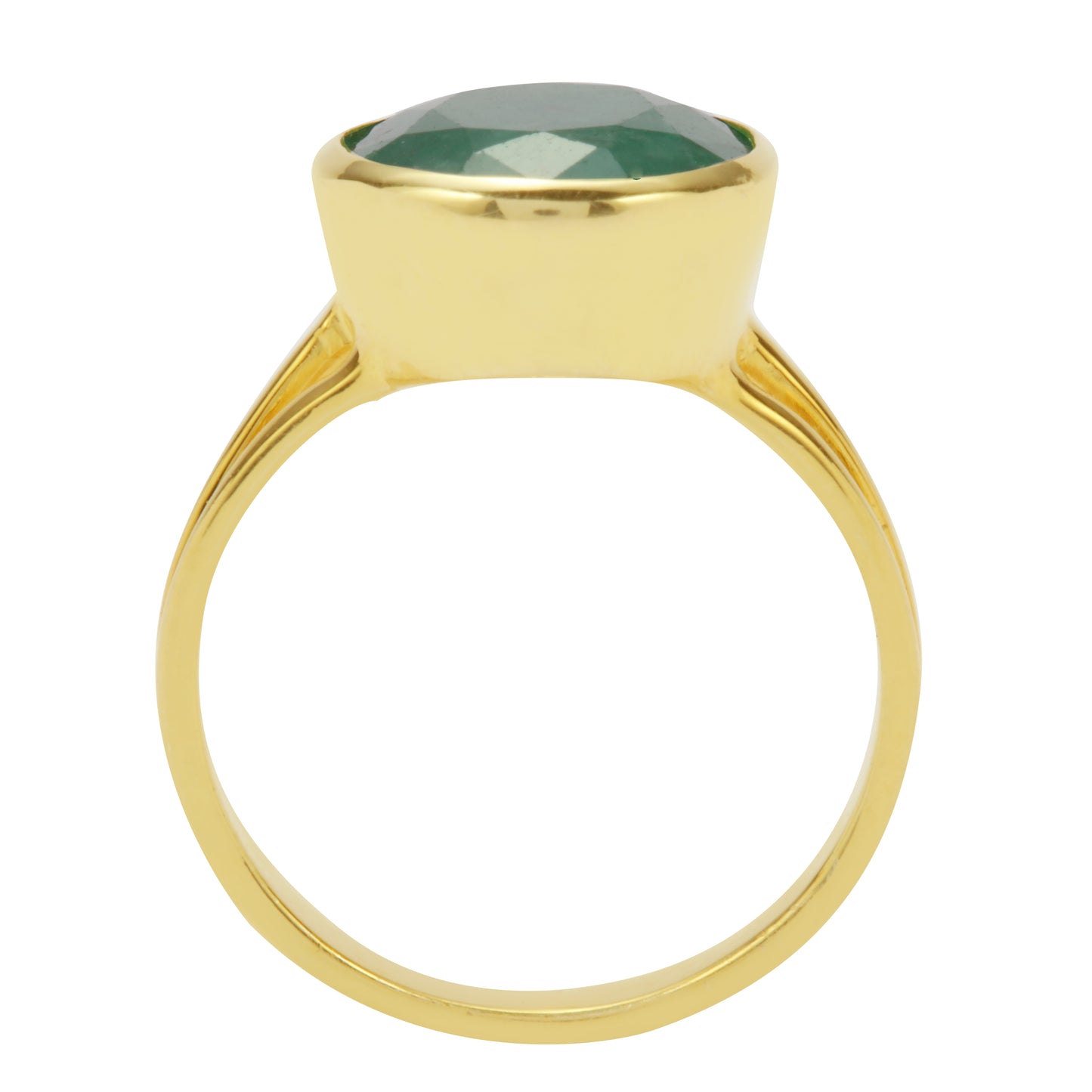 Astrological Emerald Gold Plated Silver Ring