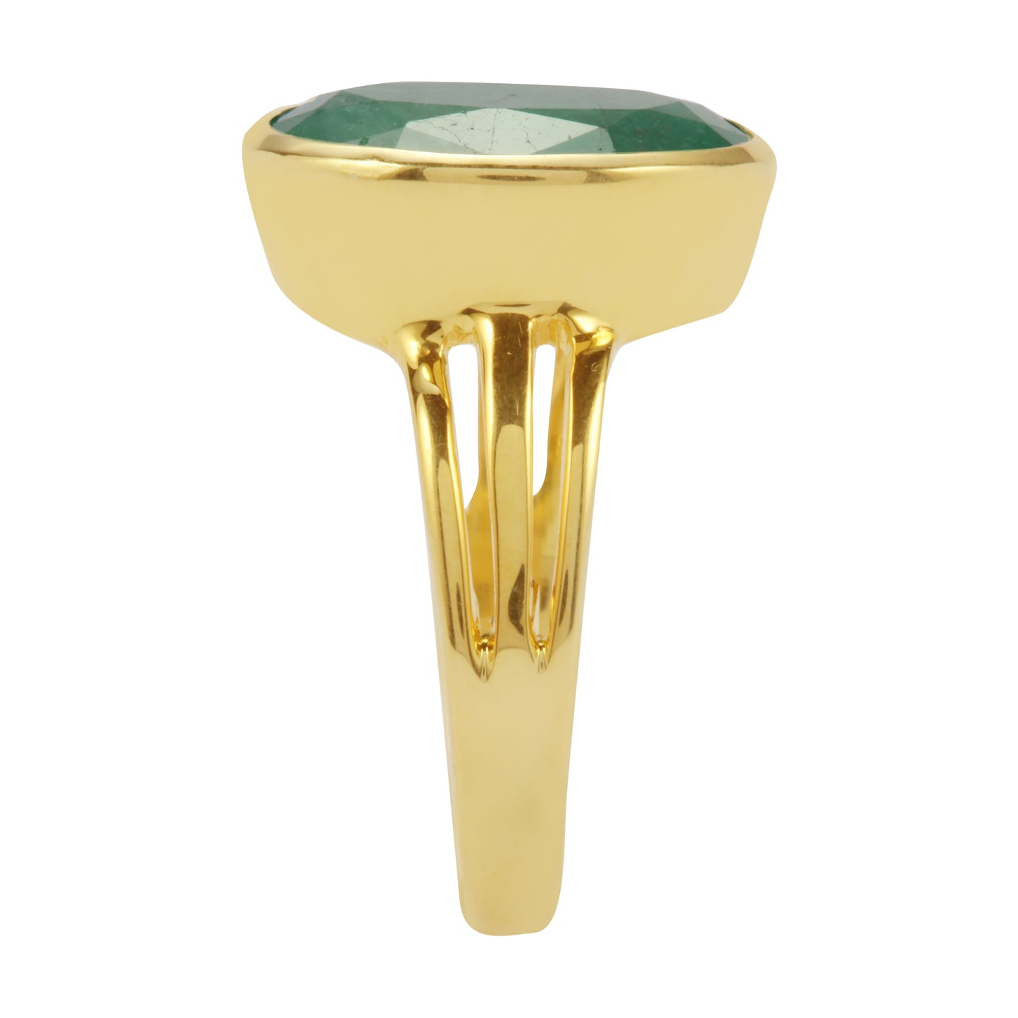 Astrological Emerald Gold Plated Silver Ring