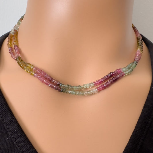 Vibrant Multi Tourmaline Bead Necklace