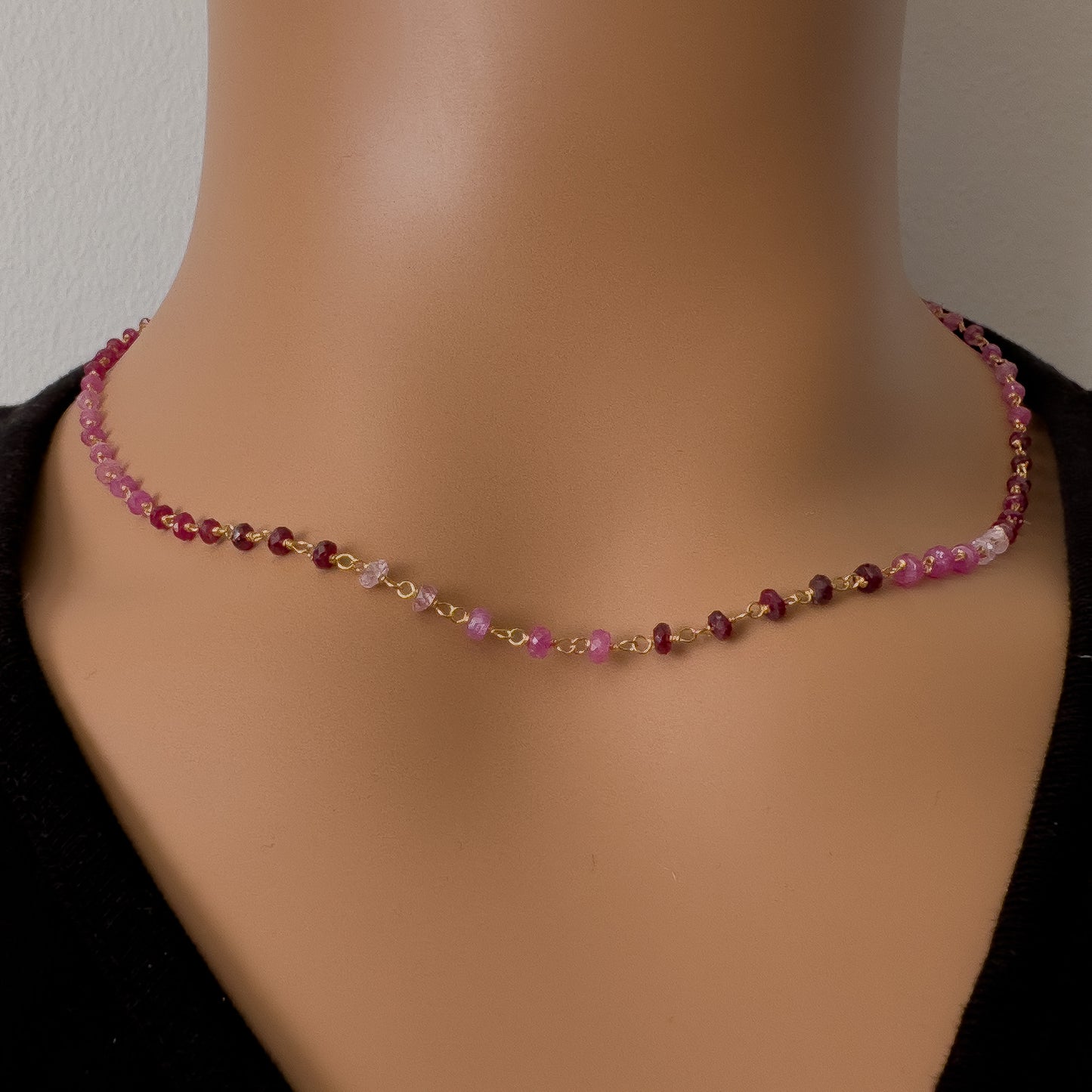 Lovely Gradient Ruby Bead Necklace