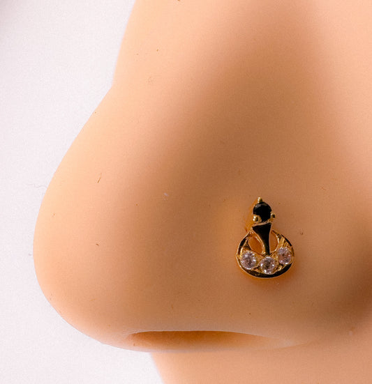 Delicate 22K Gold Crescent Nose Pin