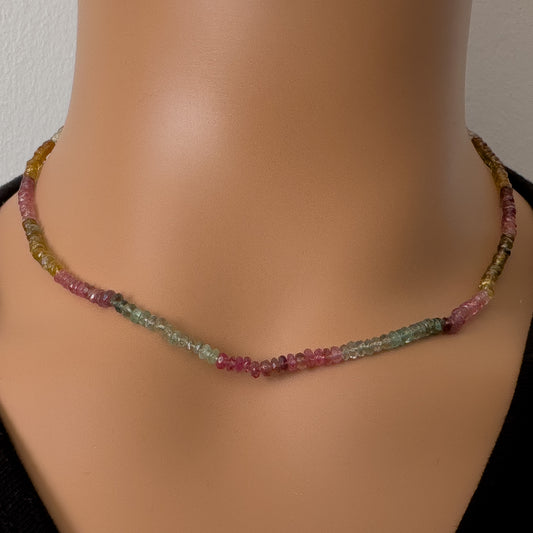 Single String Multi Tourmaline Bead Necklace