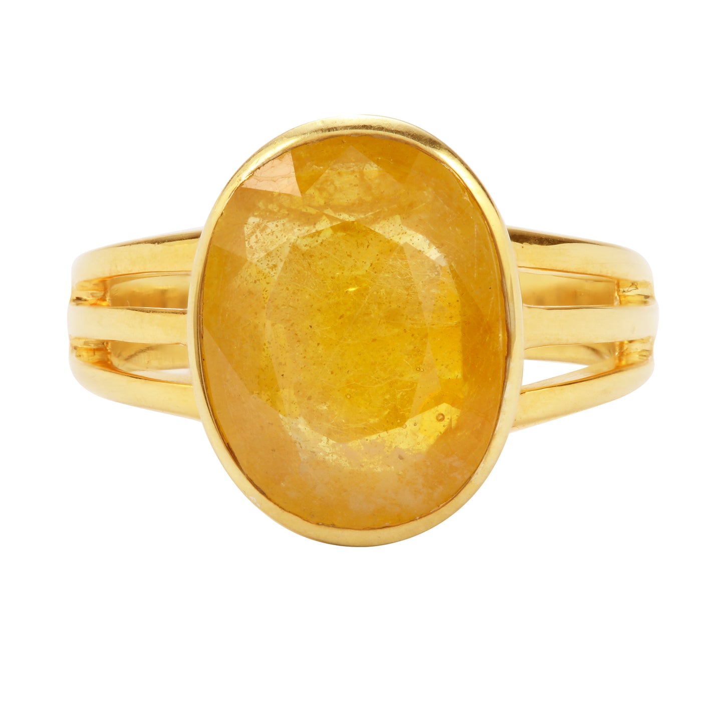 Astrological Yellow Sapphire Silver Plated Ring