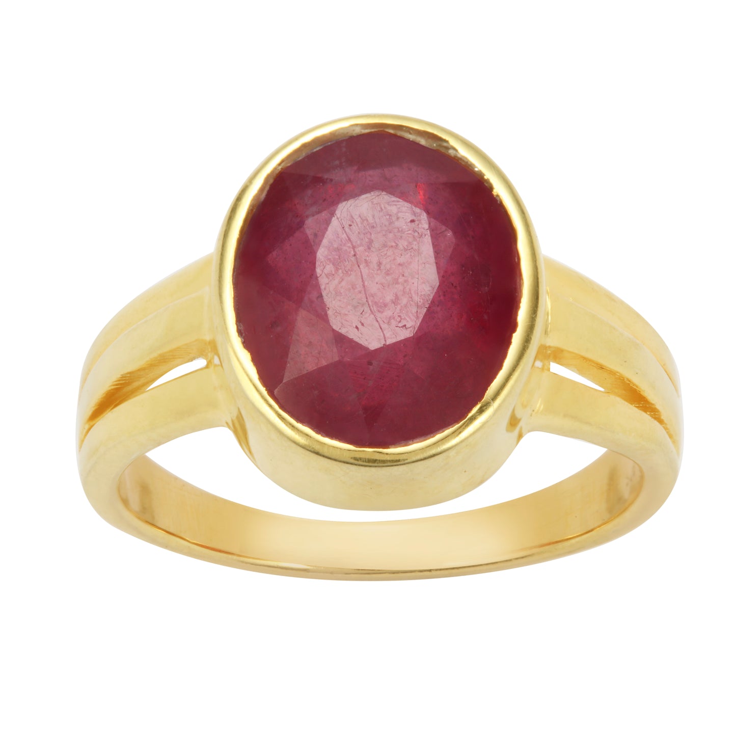 Astrological Gold Plated Sterling Silver Ruby Ring