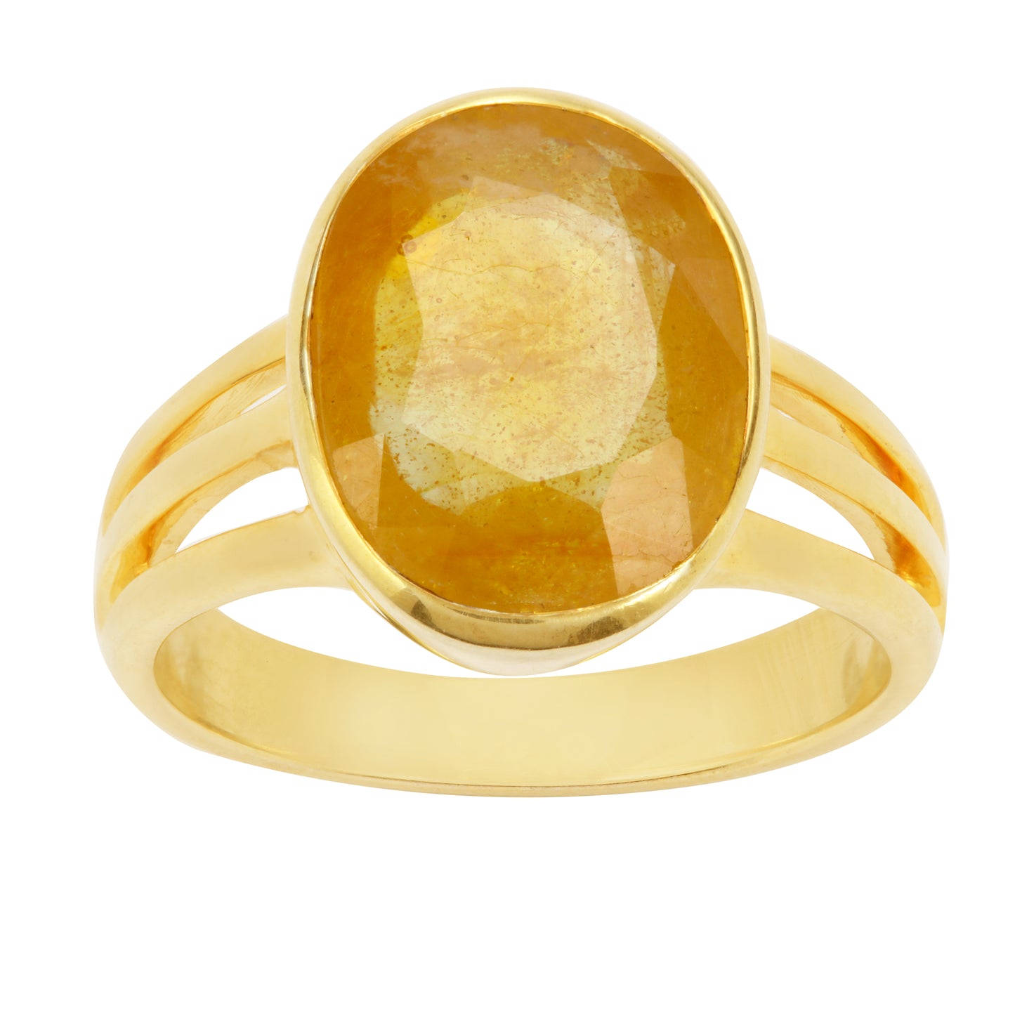 Astrological Yellow Sapphire Silver Plated Ring