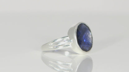 Astrological Blue Sapphire Silver Ring