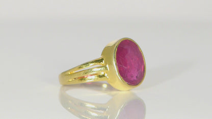 Astrological Gold Plated Sterling Silver Ruby Ring