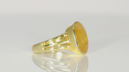 Astrological Yellow Sapphire Silver Plated Ring