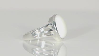 Astrological White Opal Sterling Silver Ring